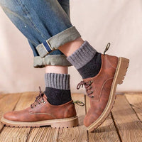 Men's Thermal Wool Socks, Thickened Fleece Lined Mid-Calf Winter Warm Socks