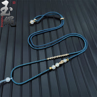 Hand-Woven Pendant Cord Necklace with Gold Thread Detailing for DIY Jewelry
