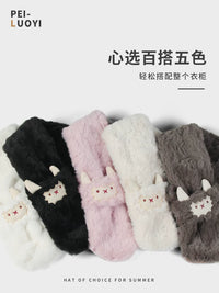 Japanese-style Ins Lamb Wool Plush Cross Scarf for Women, Korean Warm Neck Protector, Winter Collar Scarf