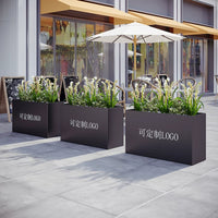 Outdoor Iron Art Planter Box Combination for Commercial and Garden Use, Stainless Steel Flower Trough