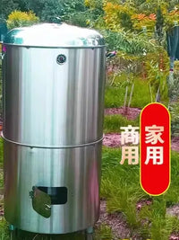 Dual-Fuel Smoker for Cured Meats and Sausages - Large Capacity Double-Layer Hanging Roaster