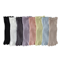 Women's Non-Slip Yoga Pilates Five-Toe Socks with Lace Trim