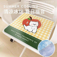 Cartoon Ice Silk Seat Cushion for Office and Home Chairs, Breathable and Non-slip