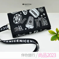 2026 New Canvas Trifold Wallet with Zipper, Waterproof, Printed, Multifunctional for Students