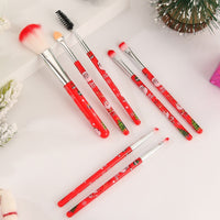 New 7-Piece Christmas Makeup Brush Set - Red Holiday Gift Cosmetic Tools
