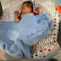 Embroidered Cotton Knitted Baby Blanket for Stroller, Nap, and Sofa