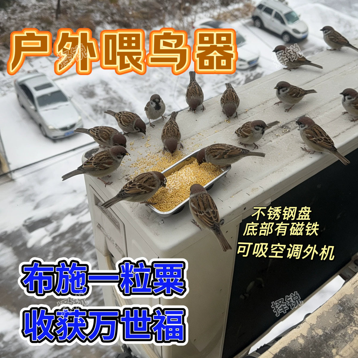 Outdoor Magnetic Bird Feeder for Balcony and Yard, Sparrow and Wild Bird Food Dispenser