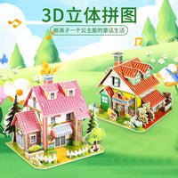 3D Puzzle Villa Model Building Kit for Kids, DIY Cardboard Pet House Educational Toy