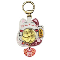 Lucky Cat Gold Foil Keychain Charm for Bags, Home, Car - Feng Shui Amulet Gift