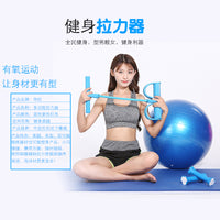 Pedal Resistance Band Sit-up Assistant for Home Fitness, Abdomen and Arm Workout, 4-Tube Foot Pedal Exerciser