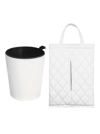 Car Trash Can with Tissue Box and Storage Bag, Rear Seat Hanging Organizer for Vehicles