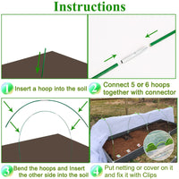 Greenhouse Hoops Kit with Fiberglass Rods and Connectors for Garden Plant Support