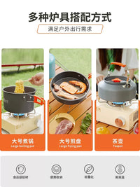 Portable Outdoor Camping Cookware Set with Kettle and Frying Pan for Backpacking and Picnics
