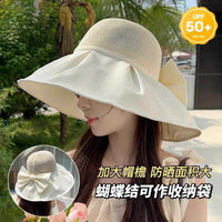 Women's Wide Brim Straw Sun Hat UV Protection Breathable Fisherman Cap for Outdoor Travel