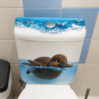 Cartoon Swimming Duck Seagull Toilet Lid Sticker, Funny Waterproof Bathroom Decor Decal