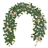 Artificial Eucalyptus Garland Vine for Indoor Wall Decor, Butterfly Simulation Rattan Wreath Decoration