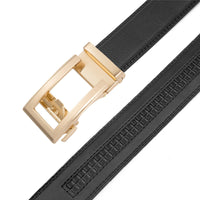 Men's Genuine Leather Belt with Automatic Gold Buckle for Business and Casual Wear