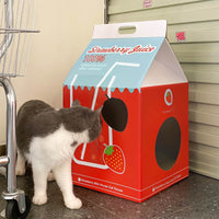 Milk Carton Cat House Corrugated Cardboard Scratcher Bed