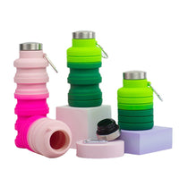 Gradient Silicone Collapsible Water Bottle, Portable Reusable Large Capacity for Travel & Fitness