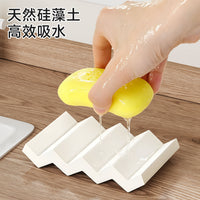 Diatomaceous Earth Soap Dish for Bathroom, Quick Dry Absorbent Soap Holder and Organizer