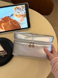 Large Capacity Travel Cosmetic Bag with Compartments, Portable Toiletry Handbag for Business Trips