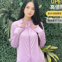 Unisex UV Protection Sunscreen Jacket with Detachable Brim, Ice Silk Breathable Cooling Outdoor Coat
