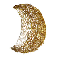 Handwoven Gold Moon Pendant Light, Flame Retardant Aluminum Lampshade for Dining Room, Bedroom, and Shops