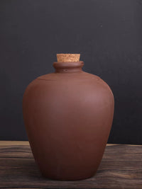 Handmade Unglazed Terracotta Tea Caddy with Lid - Medium to Large Ceramic Storage Jar for Home