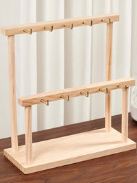 Creative Solid Wood Jewelry Organizer with Hooks for Necklaces, Keys, and Accessories