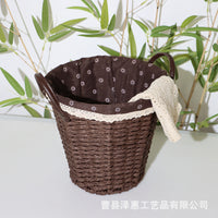 Woven Desktop Storage Basket Fabric Tissue Box Braided Storage Basket Straw Woven Ins Style Rattan Woven Willow Basket