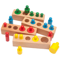 Montessori Wooden Cylinder Socket Blocks for Early Education Sensory Training