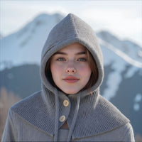Women's Knitted Hooded Scarf with Ear Protection, Thickened Solid Color Multifunctional Winter Neck Warmer
