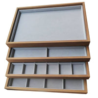 Large Pear Wood Grain Flannel Jewelry Display Tray for Glasses, Bracelets, Necklaces, Rings, and Earrings