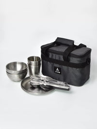 Lthw Travel Outdoor Portable Tableware Set Bag, Camping Refrigerated Thickened Storage Bag for Picnic Bowl Plate Cup Chopsticks Spoon