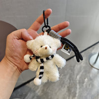 Christmas Blushed Plush Teddy Bear Scarf Keychain Pendant for Bags & Keys