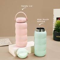 2026 New 600ml Stainless Steel Wide Mouth Sports Water Bottle with Handle for Outdoor Insulation