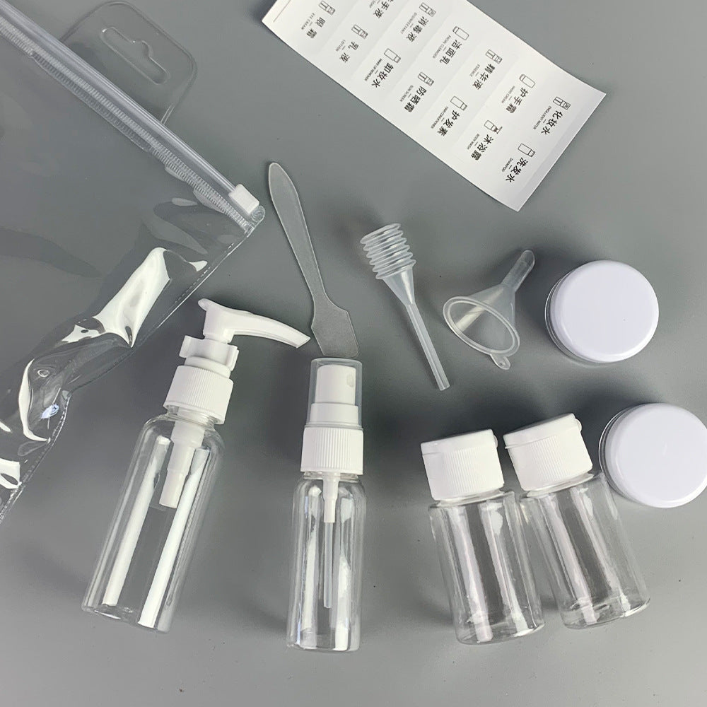 Travel Size 6-Piece White Portable Bottle Set with Spray Pump and Flip Cap, 50ml