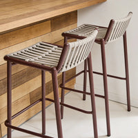Outdoor Rattan Bar Stool Set for Patio Garden Balcony Cafe