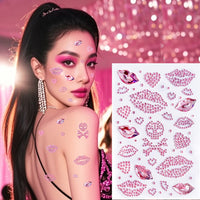 Valentine's Day Heart Lip & Diamond Face Stickers for Festive Makeup