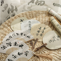 Chinese Style Retro Calligraphy Mini Fan-Shaped Blessing Postcards New Year Greeting Cards