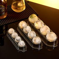 Spherical Ice Cube Mold for Whiskey and Cocktails, Large Round Ice Ball Maker with Stainless Steel Tray