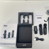 N1 2-in-1 Wireless Lavalier Microphone with Charging Case and Digital Display