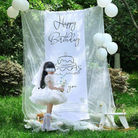 Outdoor Birthday Party Backdrop Kit with Gauze, Balloons, and Accessories for Girls' Photo Shoots