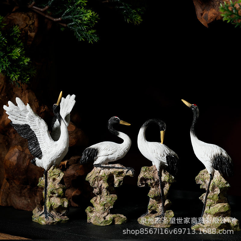 Resin Crane Figurine for Aquarium Landscape and Home Decor