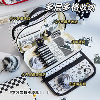 Minimalist Japanese-Style Polka Dot Ita Bag Pencil Case with Large Capacity