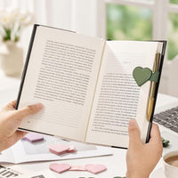 Magnetic Heart Bookmark with Pen Holder - Multifunctional Leather Clip for Books and Planners