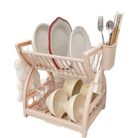 Minimalist Kitchen Dish Drying Rack with Cutlery Holder and Storage Box, Double-Layer