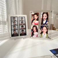 Acrylic 4-Slot Photocard Holder, 3-inch Instax Photo Frame with Grooves, Desktop Display Stand, Ins Style Decor