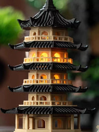 Miniature Pagoda with LED Light for Micro Landscape Aquariums and Bonsai