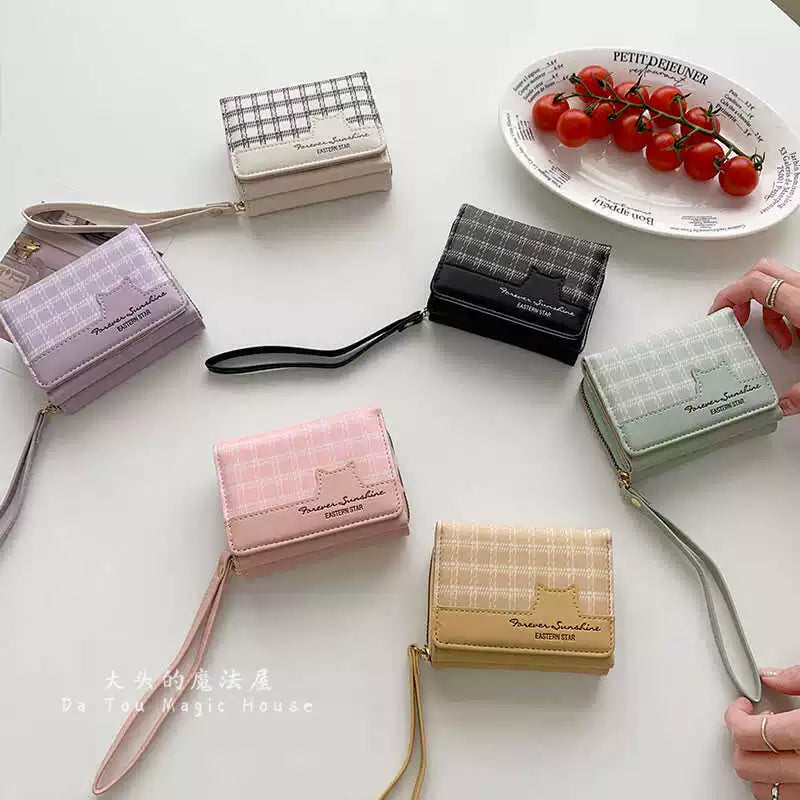 2024 New Korean Style Short Wallet for Women, Cute and Fashionable Foldable Card Holder Coin Purse